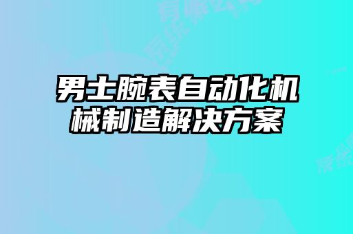男士腕表自動化機(jī)械制造解決方案