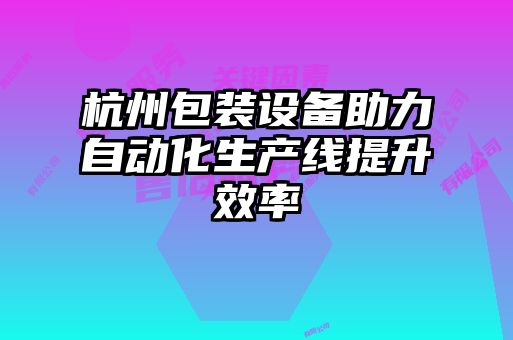 杭州包裝設備助力自動化生產線提升效率